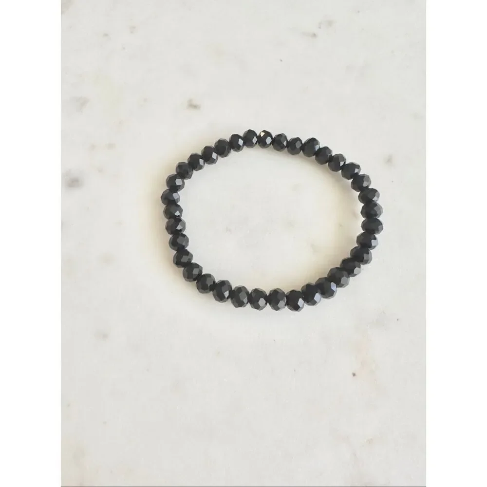 Black sparkly bead stretch bracelet